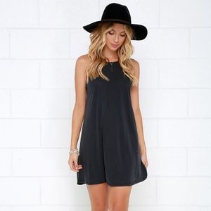 LULU'S LOYAL ALLY WASHED BLACK BACKLESS DRESS